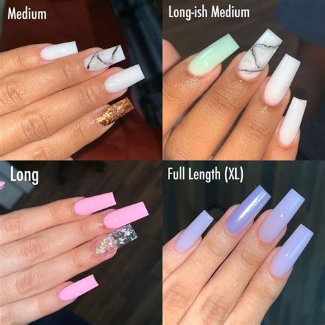 nail designs medium length|acrylic nails length chart.